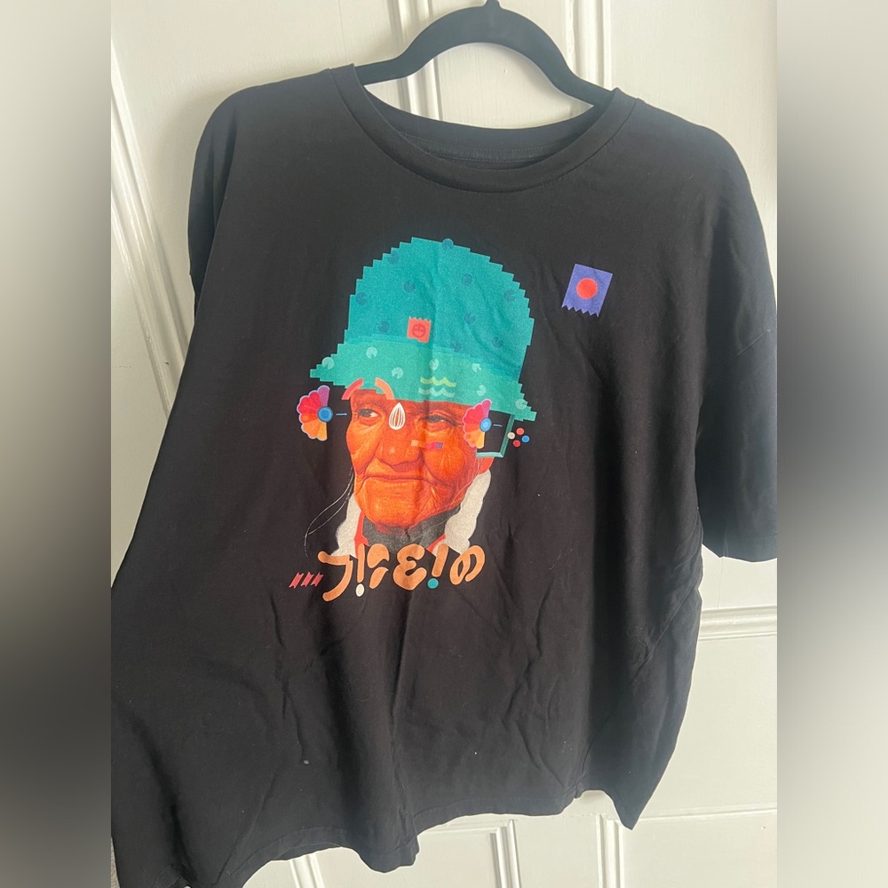 Modern Black Graphic Tee with Vibrant Design